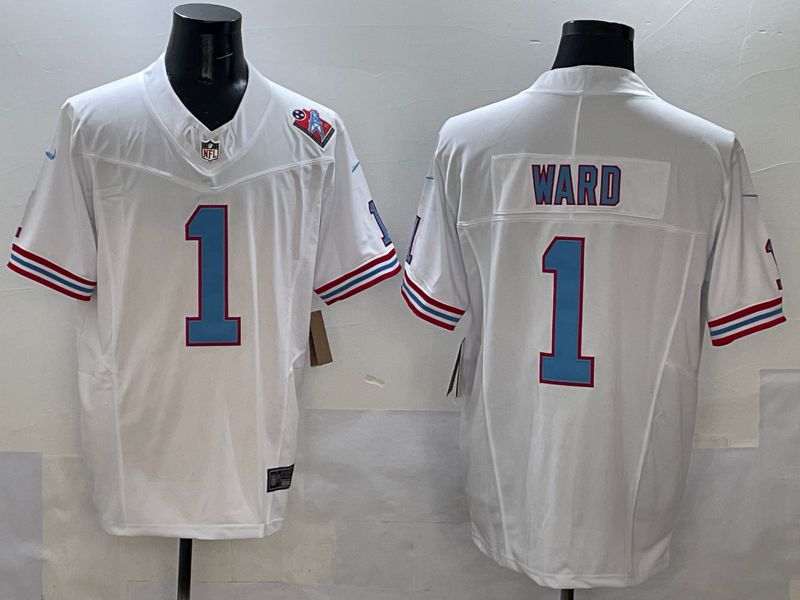 Men Tennessee Titans #1 Ward White Three generations 2025 Nike Limited NFL Jersey style 1